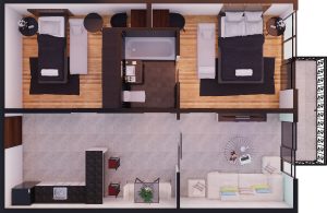 pool villa with balcony 2 bedroom floor plan
