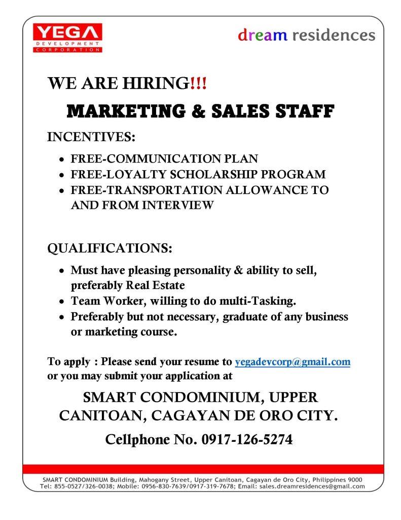 marketing and sales staff hiring