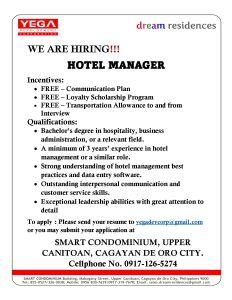 hotel manager hiring