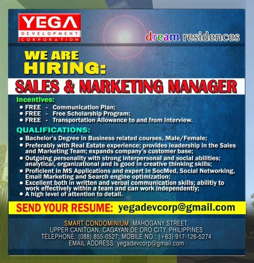 Sales and marketing manager hiring